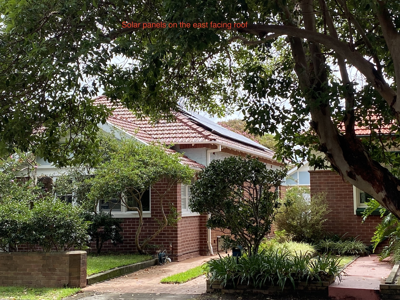 Solar panels on the east facing roof