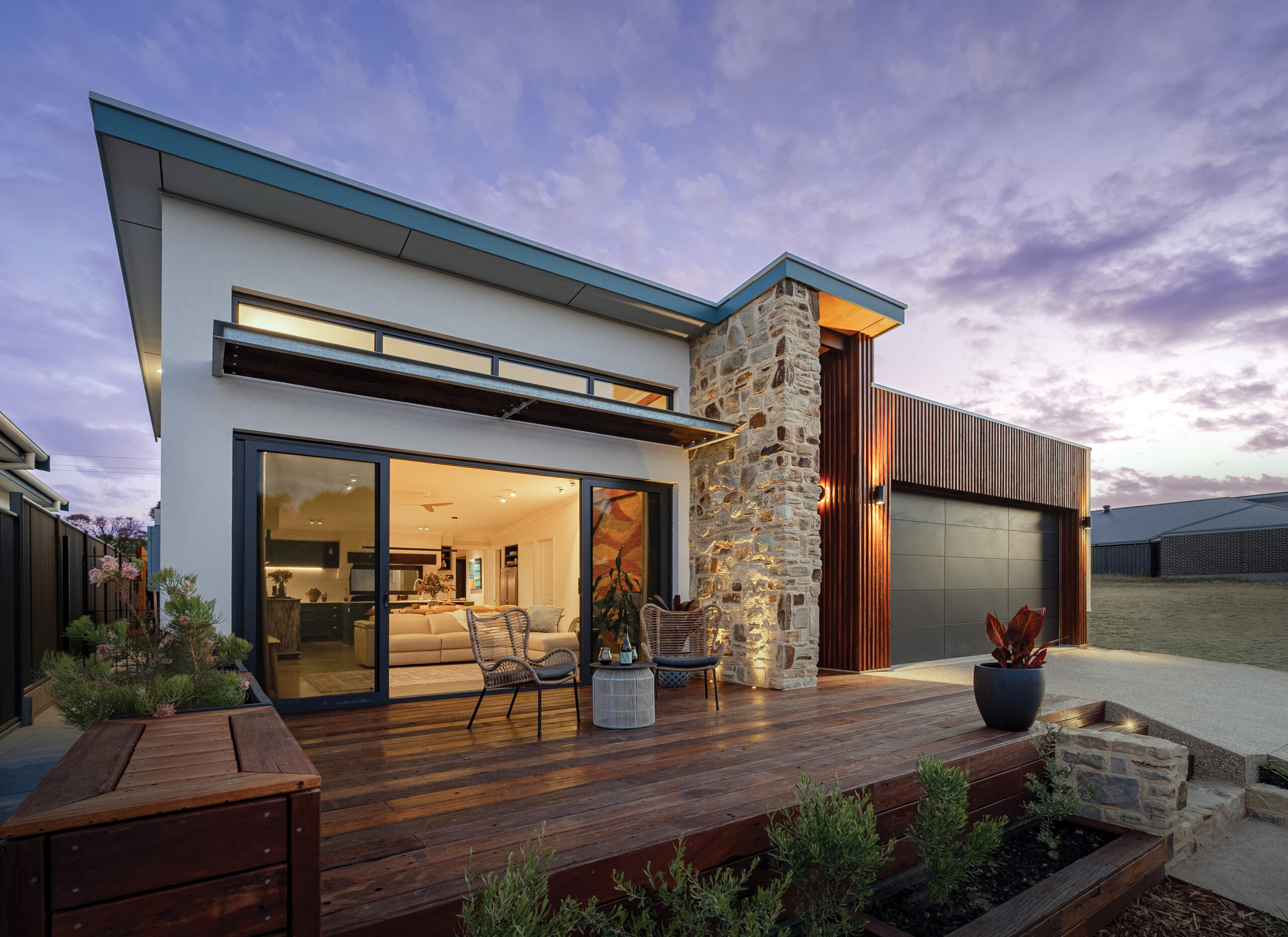 FrontViewAtDuskDeckInsideLitUp