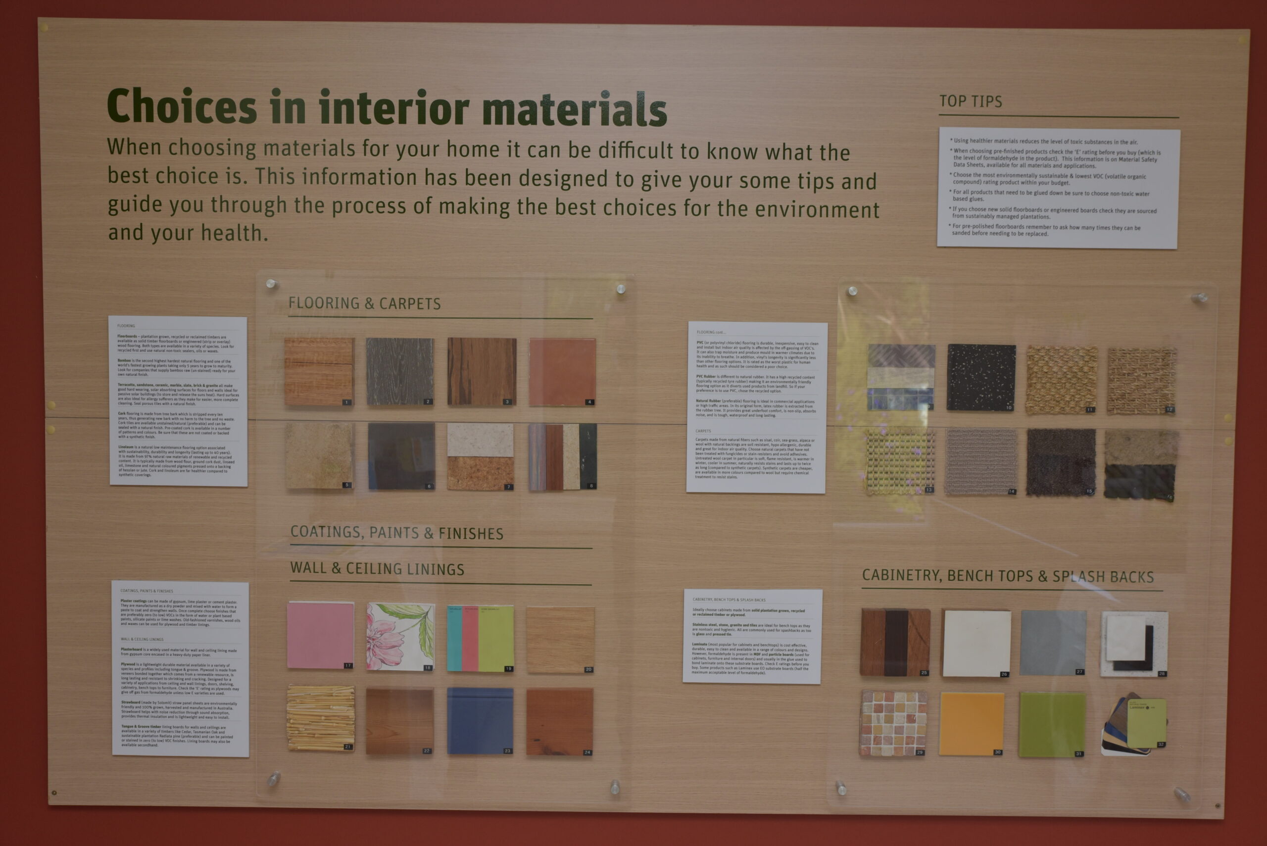 Interior materials display