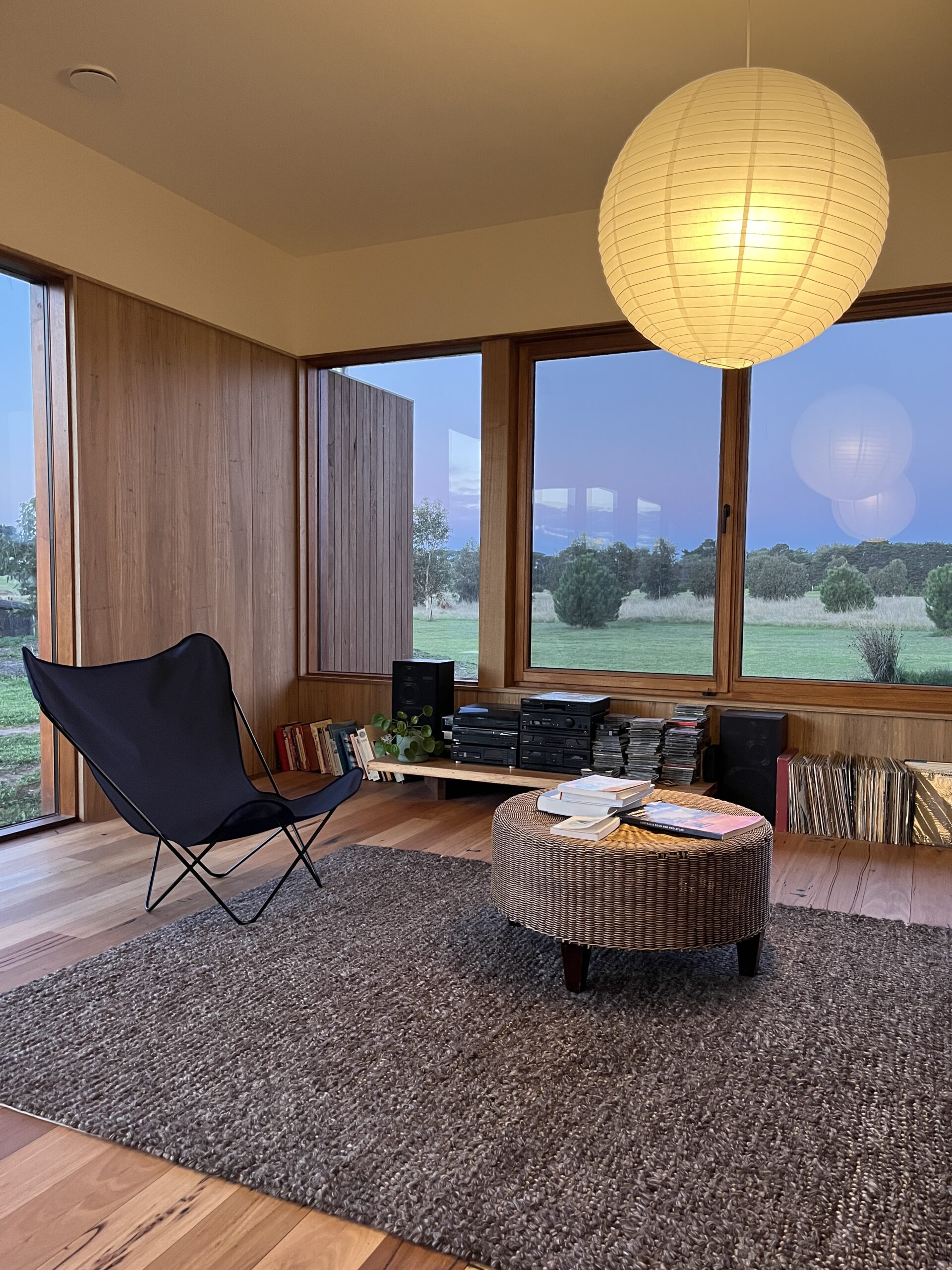 Locally-made-butterfly-chair-low-embodied-light-and-minimal-built-in-furniture